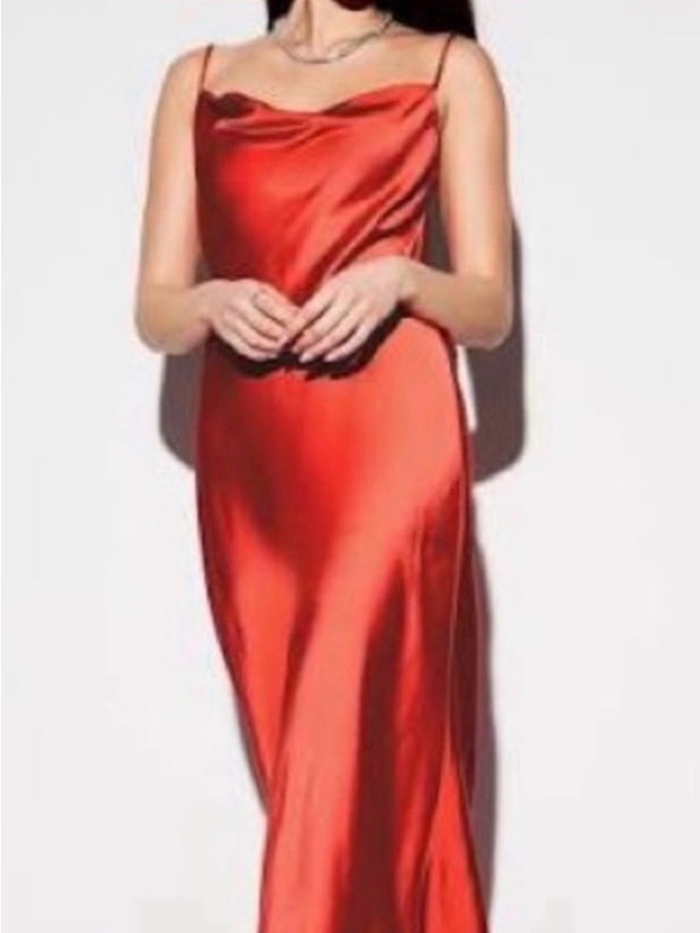 Old Navy Red Satin Slip Cowl Gown